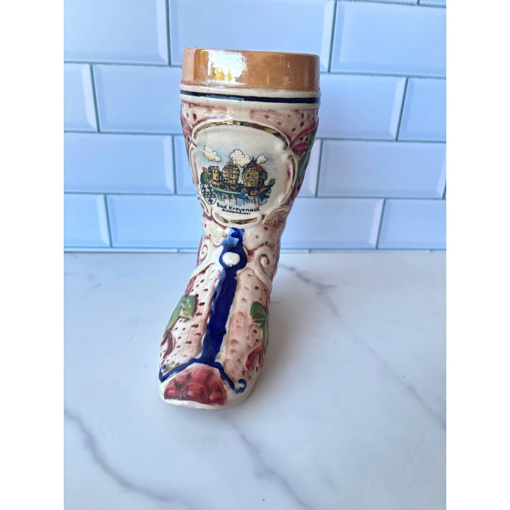 Vintage German Ceramic Boot‎ Souvenir Mug Vase Planter